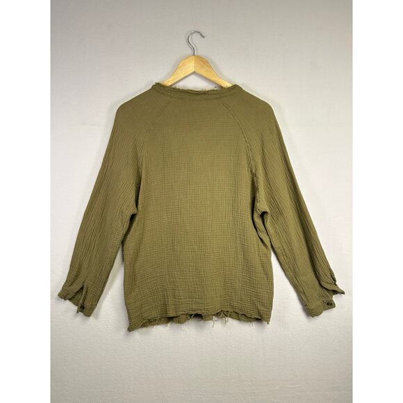 Igenjun Woman's Green Peasant Botton Down Top - Size‎ Small Bobo Casual - Picture 8 of 12